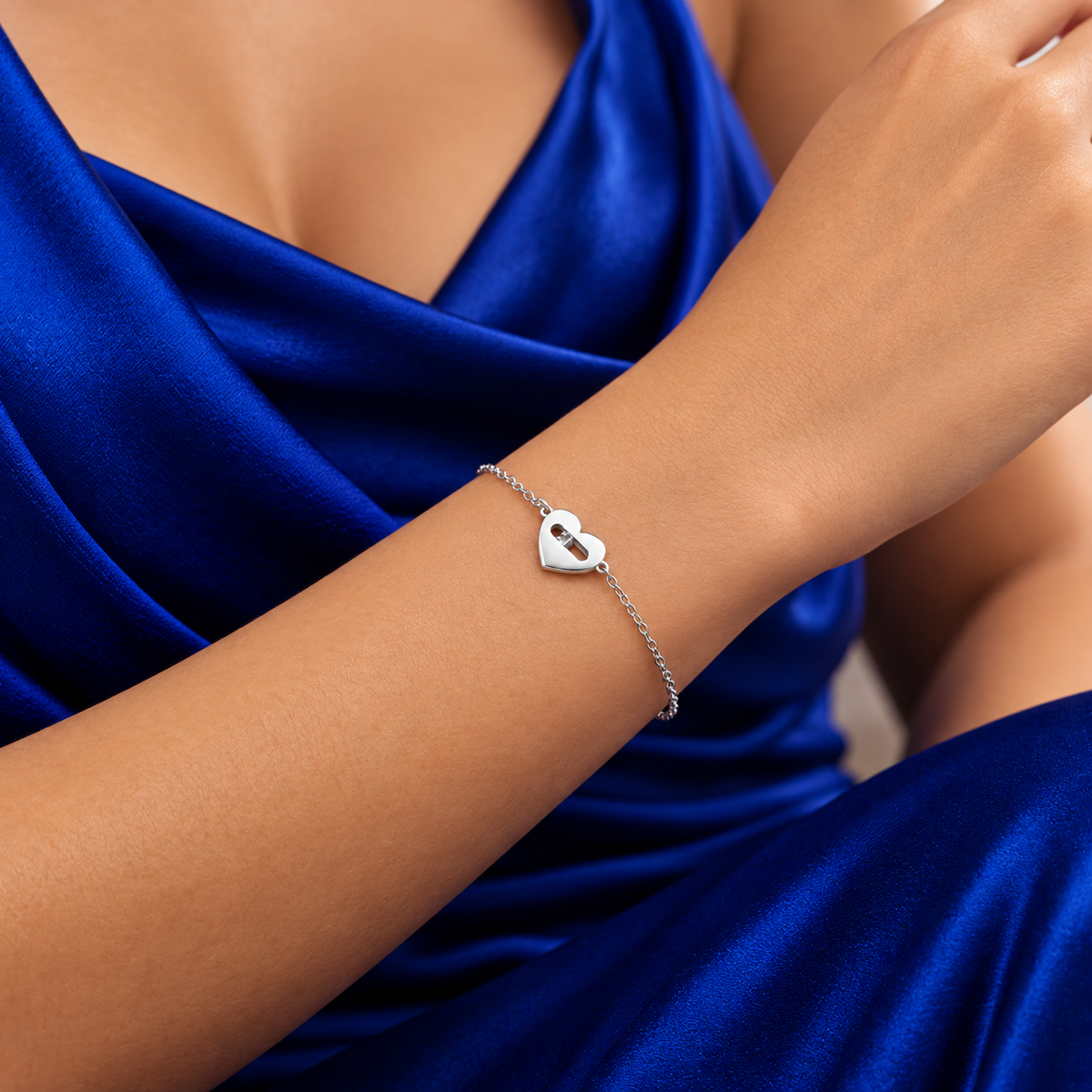 Pulsera Corazon Plata Ley 925