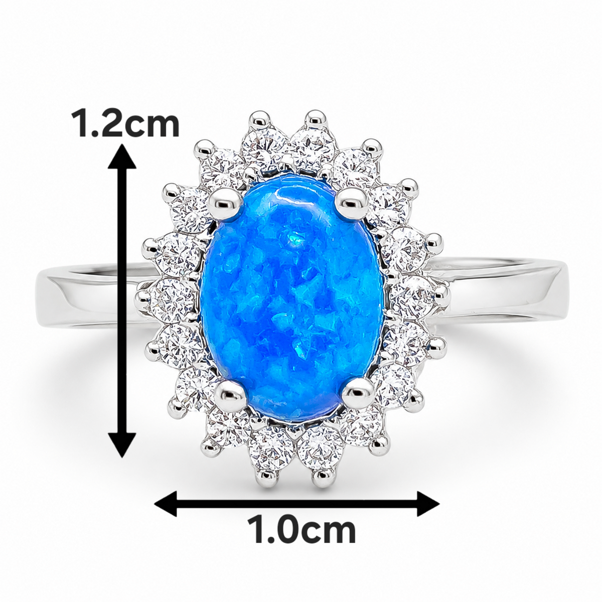 Anillo Opalo Azul Plata Ley 925