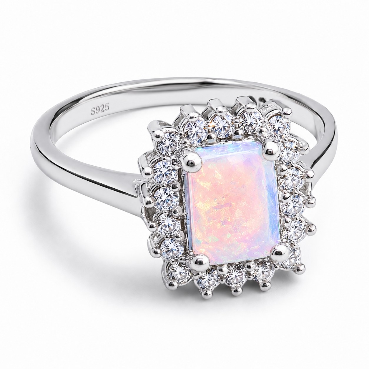 Anillo Cuadro Opalo Rosa