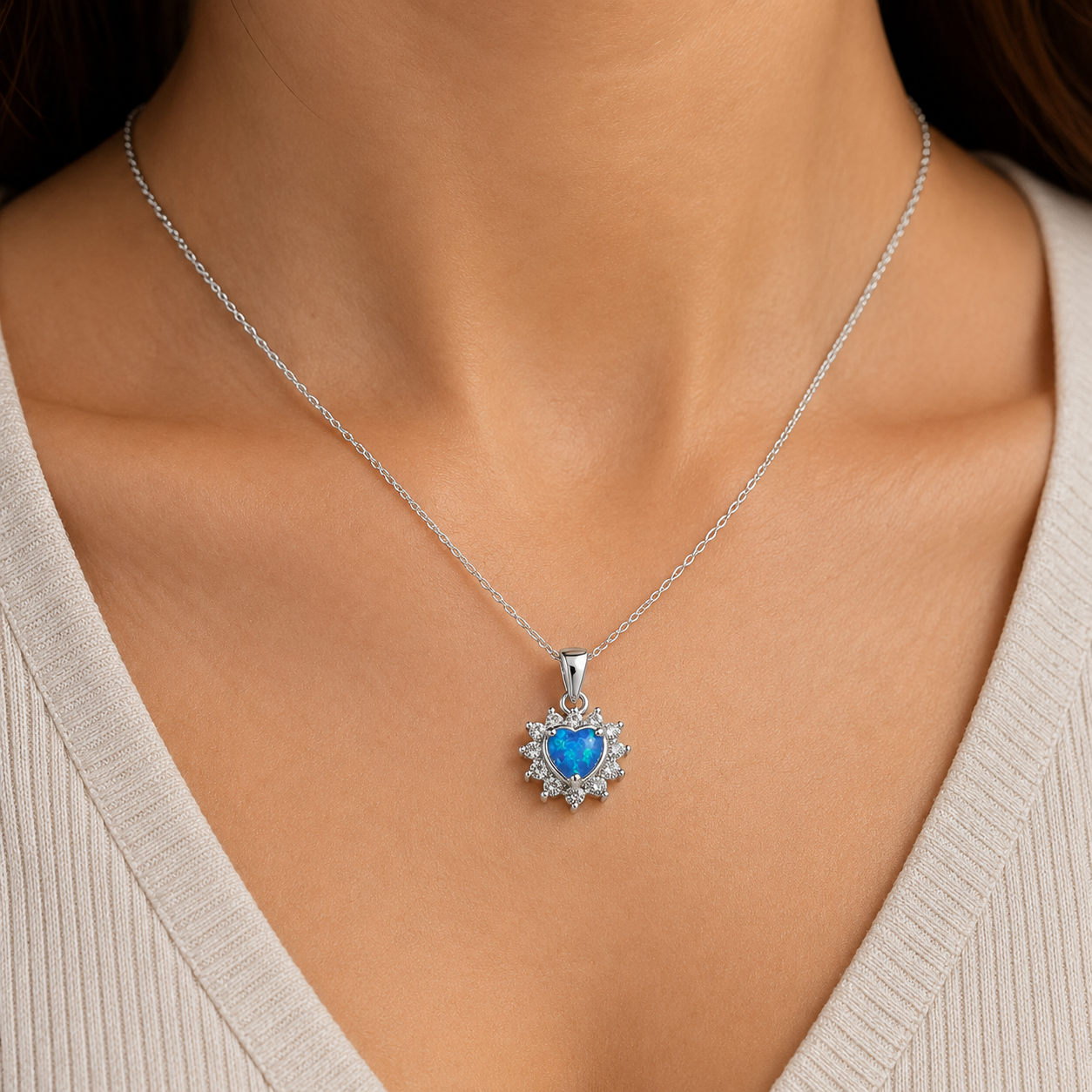 Dije Corazon Azul Plata Ley 925