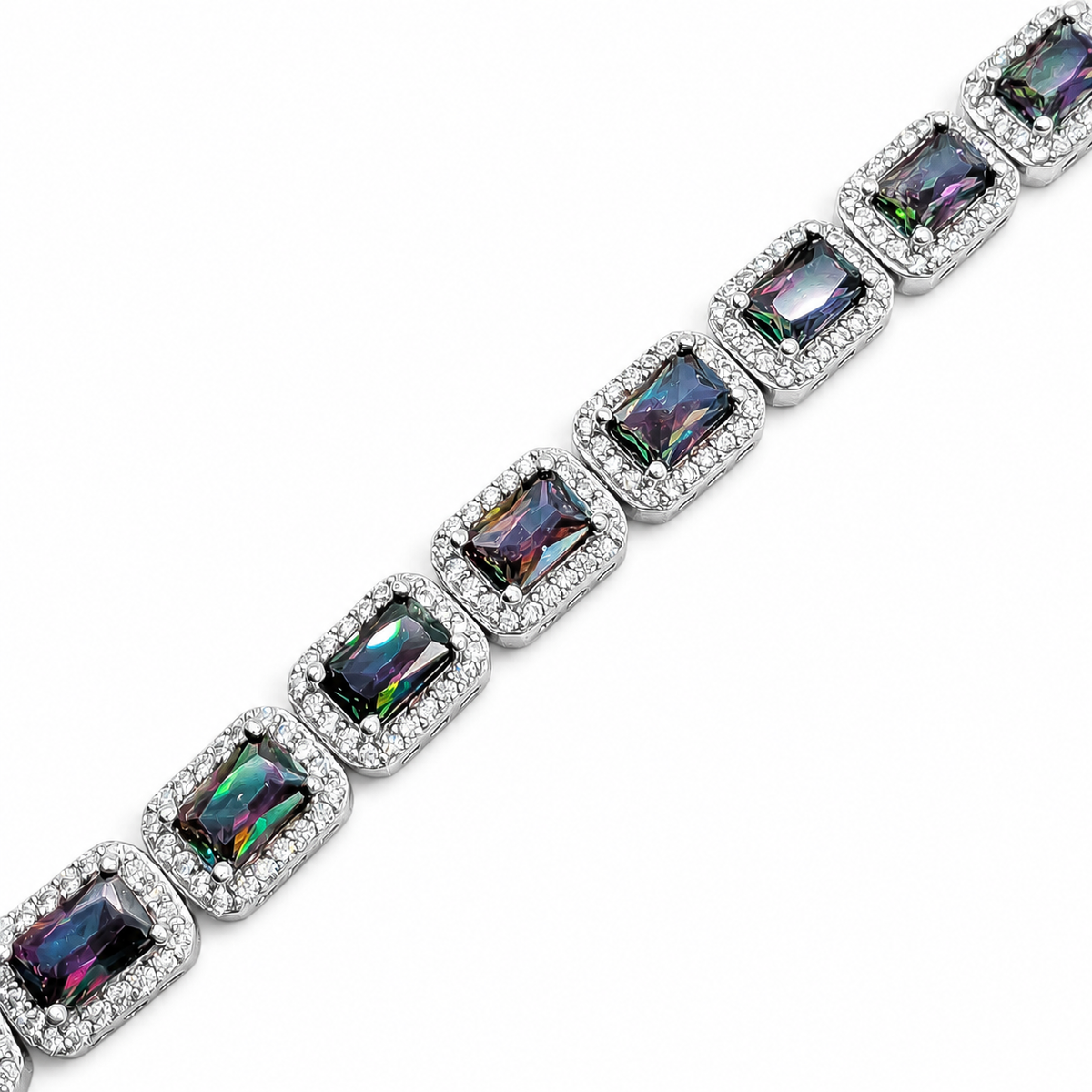 Pulsera Cuadro Tornazol Topacio Mistico Plata Ley 925