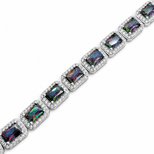 Pulsera Cuadro Tornazol Topacio Mistico Plata Ley 925