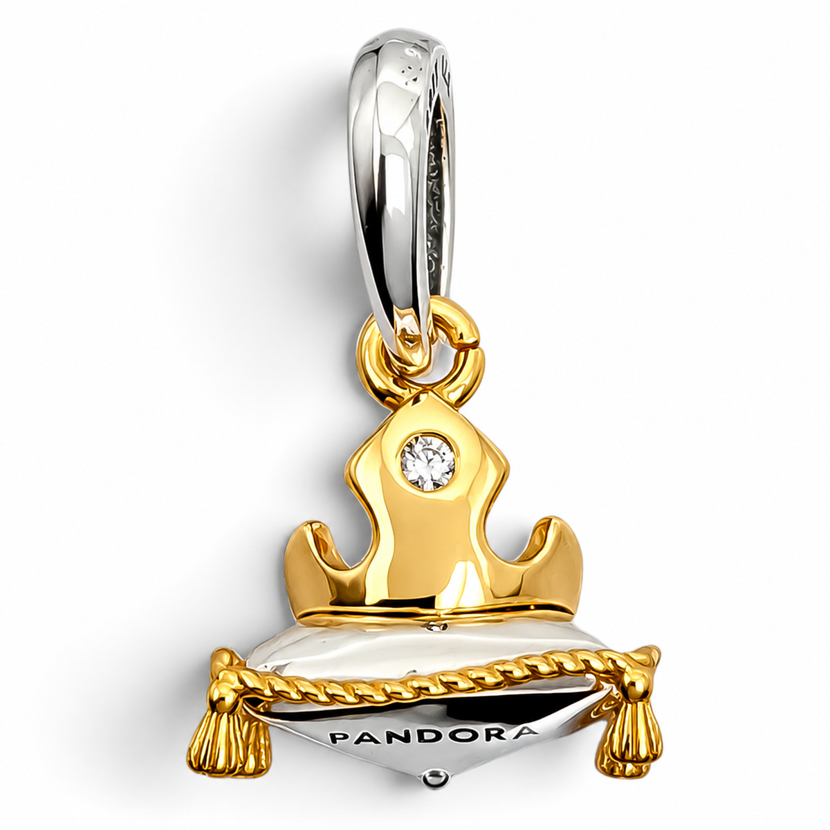 Charm Corona Dorada Plata Ley 925