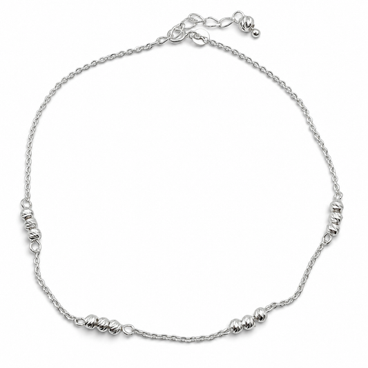 Tobillera Bola Diamantada Plata Ley 925
