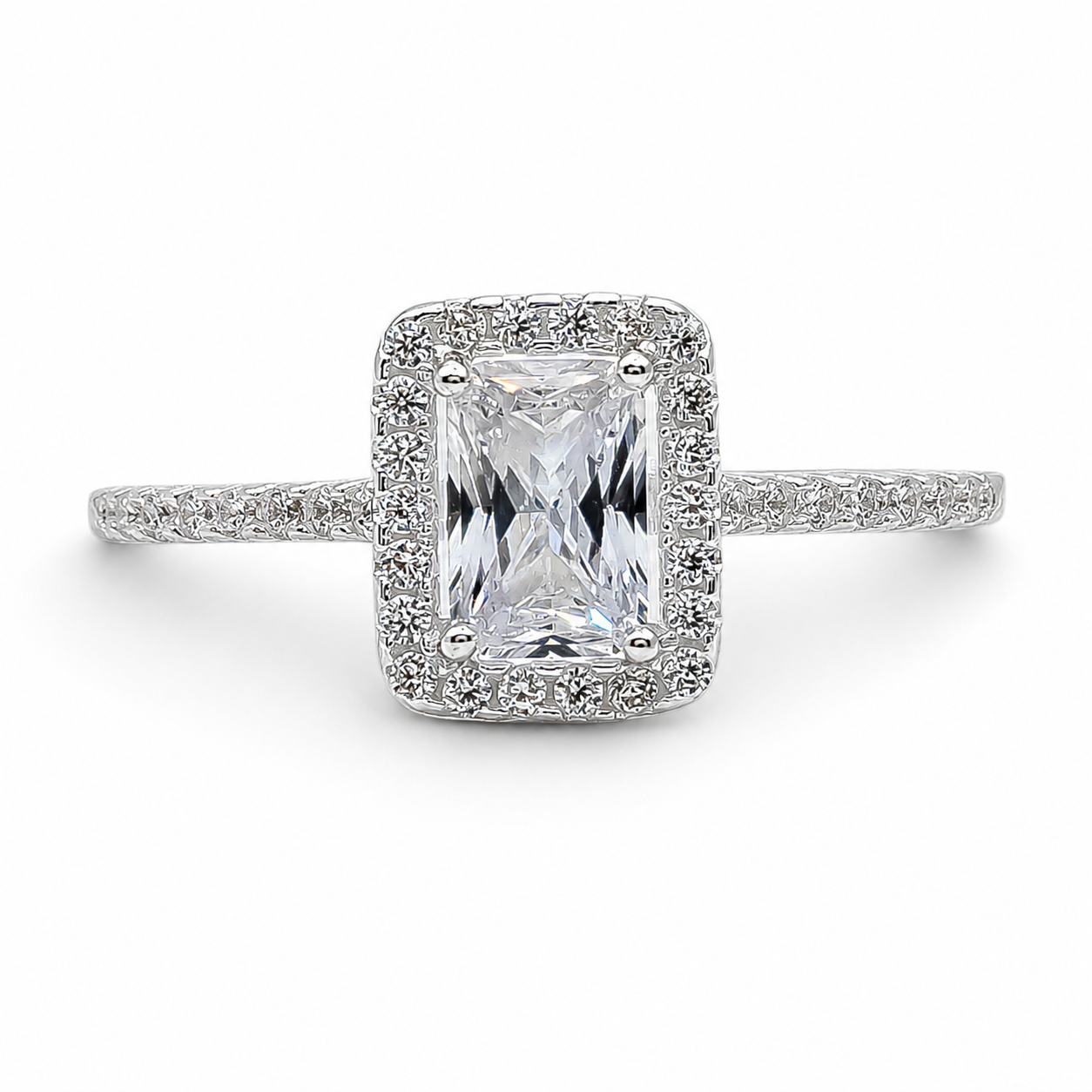 Anillo Cuadro Zirconia Plata Ley 925