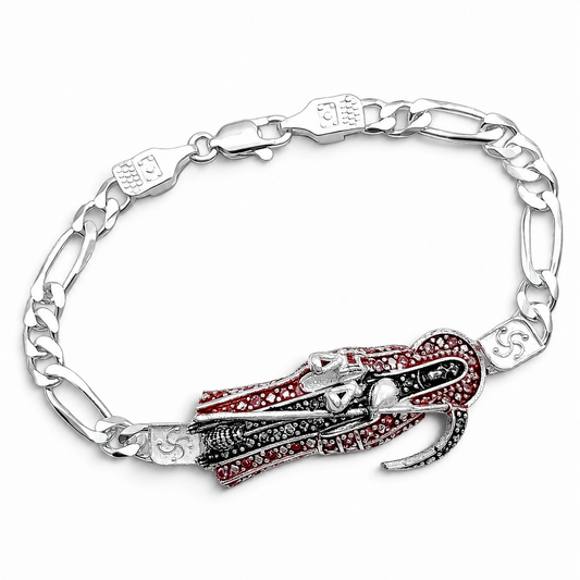 Esclava Santa Muerte Roja 5mm Plata Ley 925