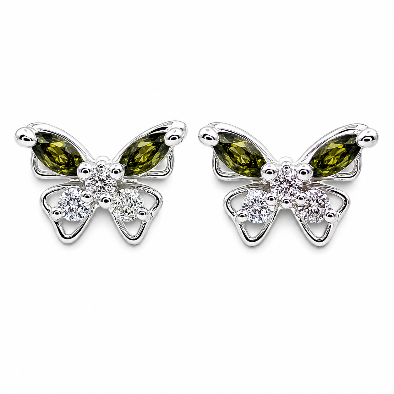 Broquel Mariposa Olivo Plata Ley 925