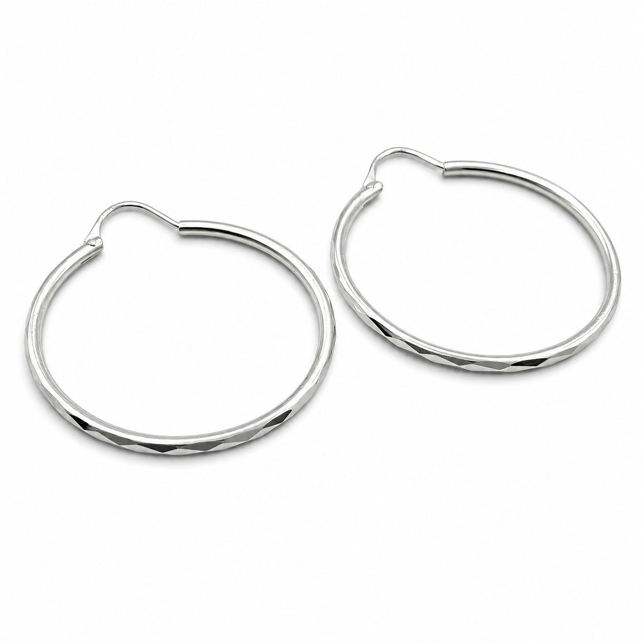 Arracada Facetada Grande Plata Ley 925