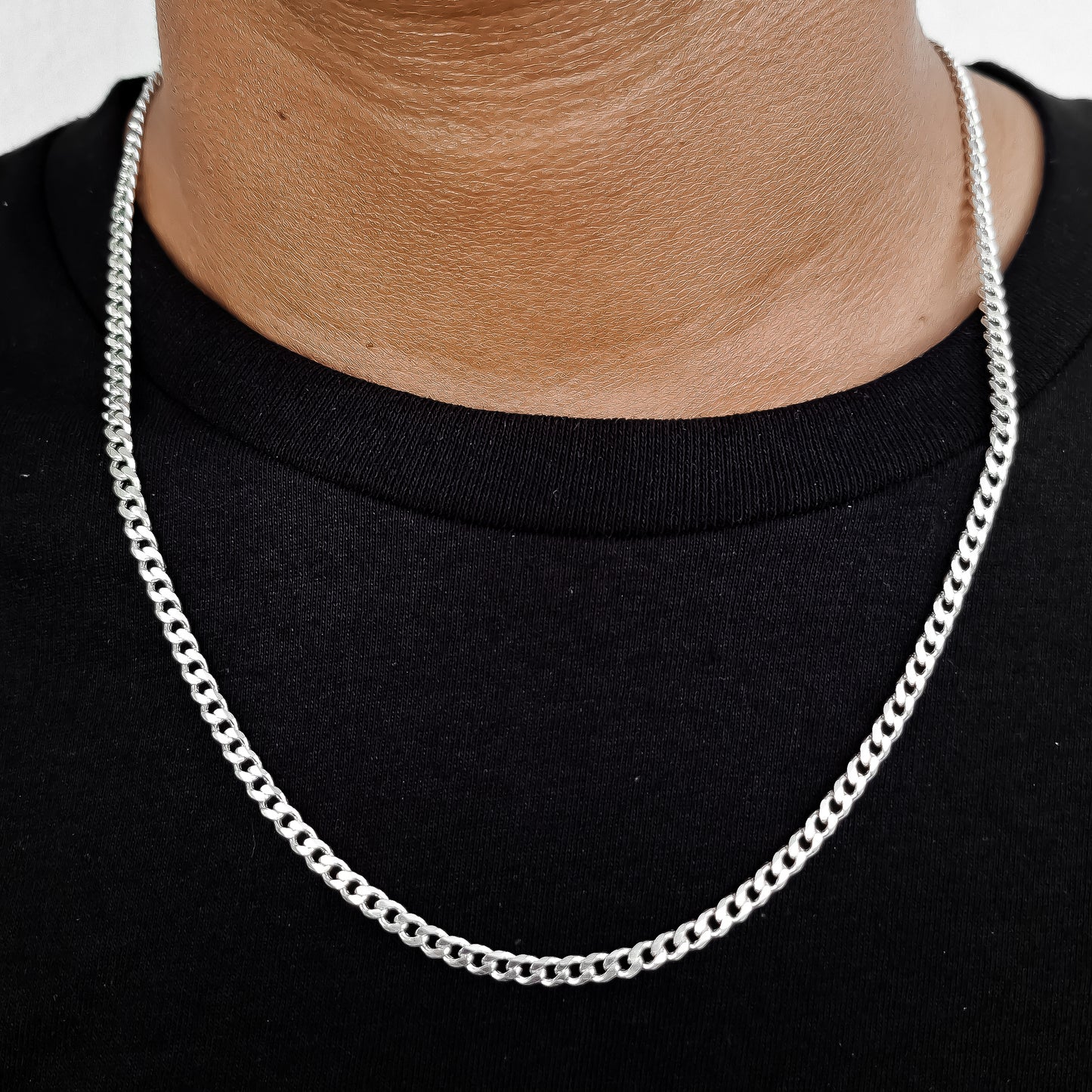 Cadena Cubana Lisa 4mm Plata Ley 925