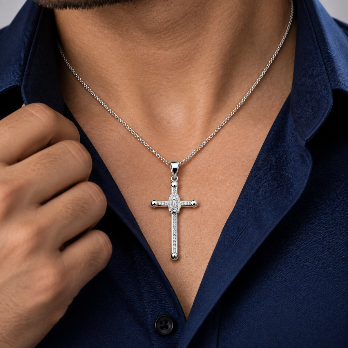 Dije Virgen Zirconia Plata Ley 925
