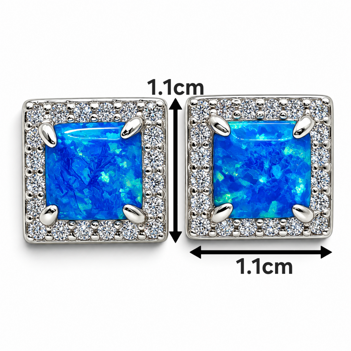 Arete Cuadro Opalo Zirconia Plata Ley 925