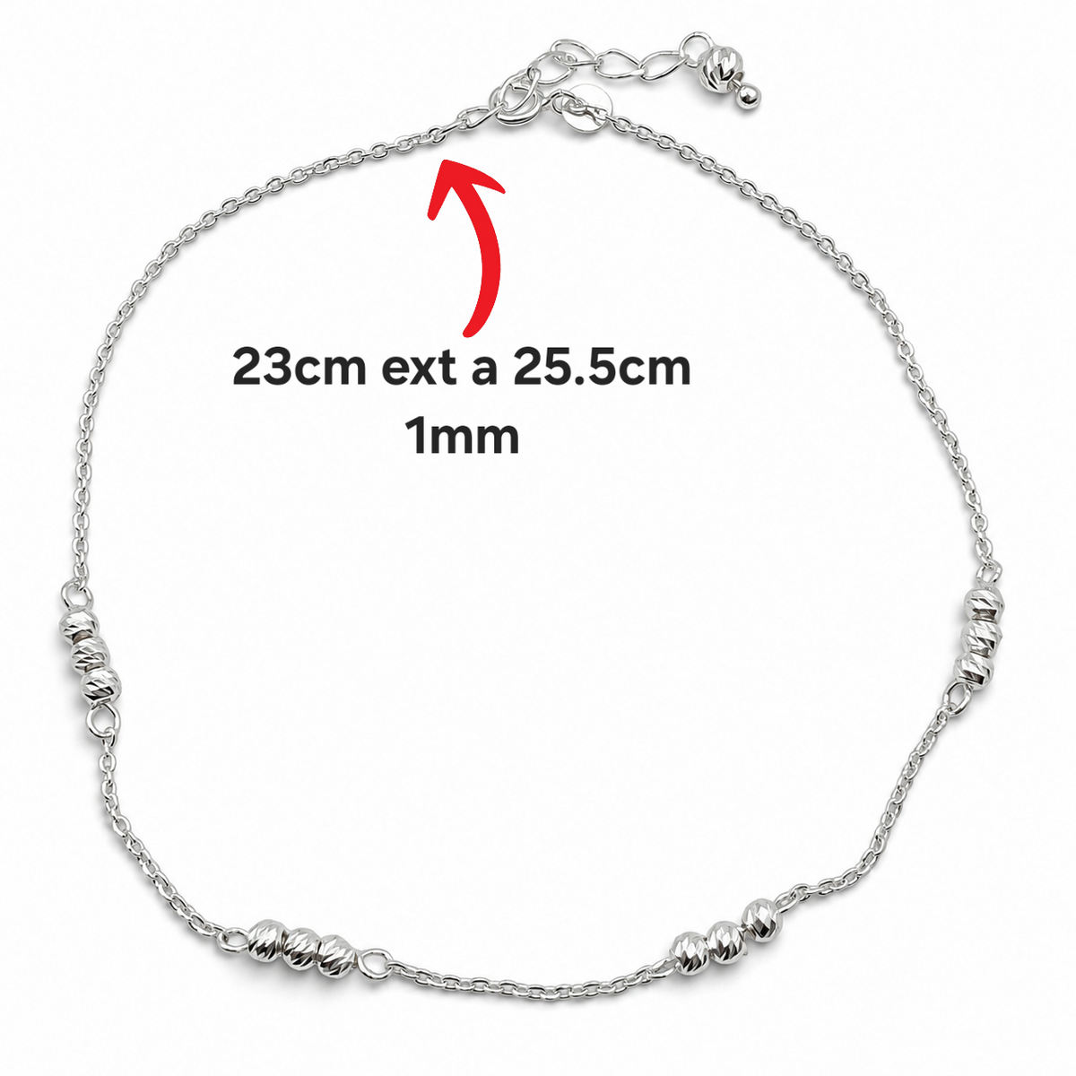 Tobillera Bola Diamantada Plata Ley 925