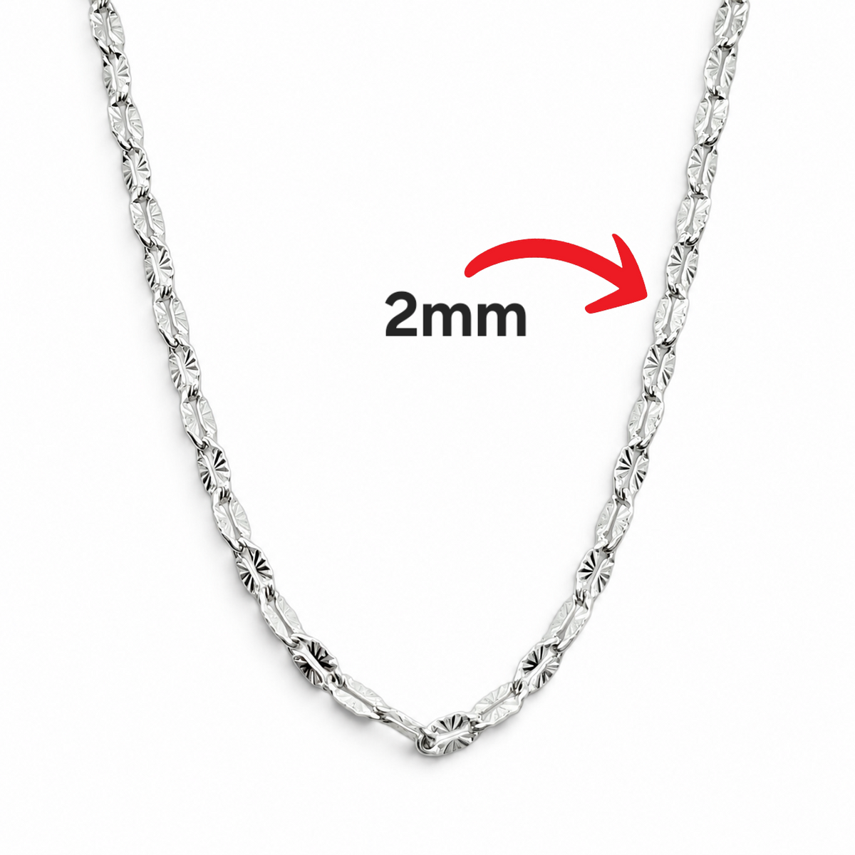 Cadena Grano de Cafe 2mm Plata Ley 925