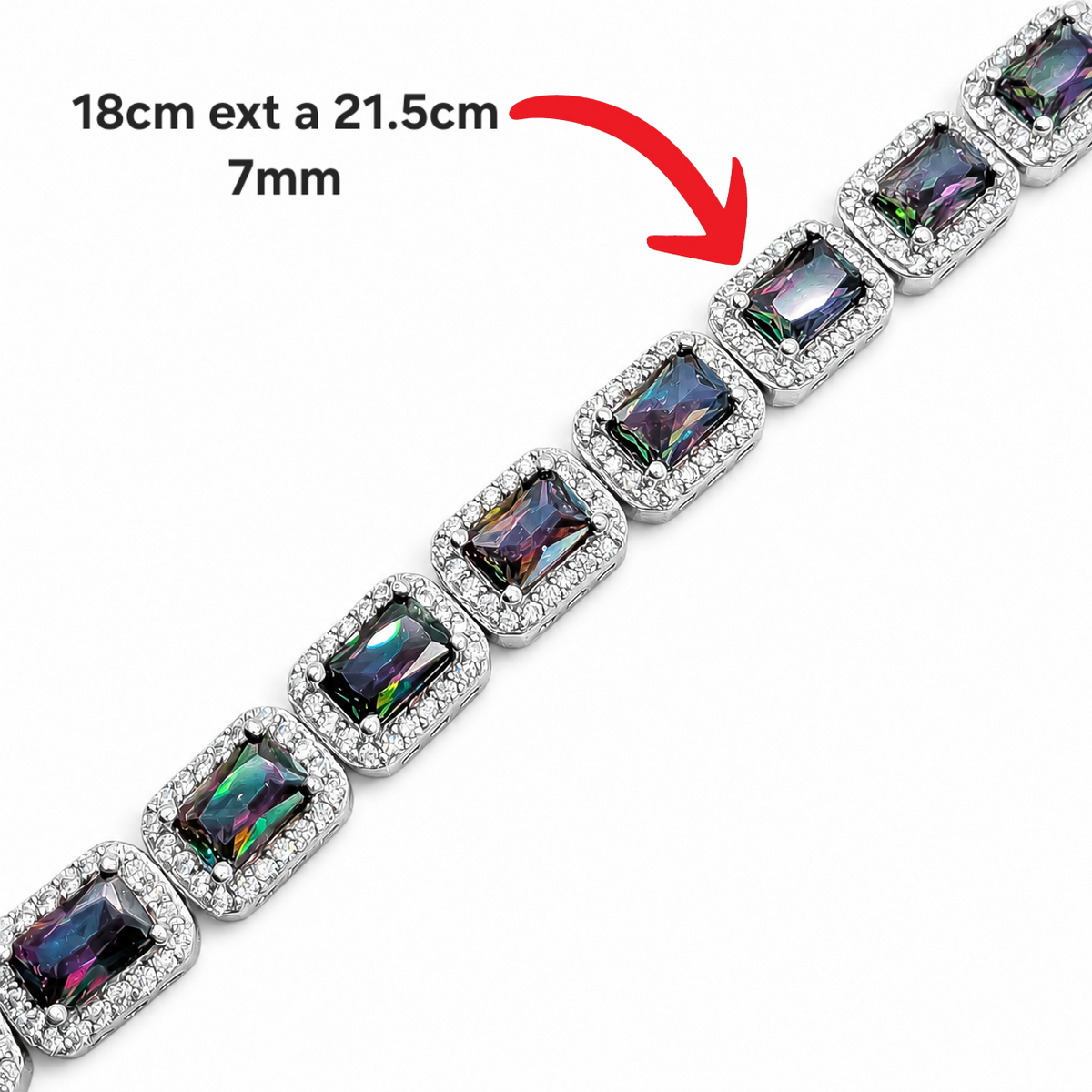 Pulsera Cuadro Tornazol Topacio Mistico Plata Ley 925