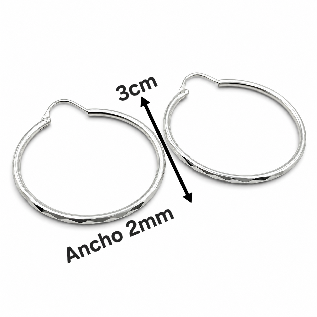 Arracada Facetada Grande Plata Ley 925