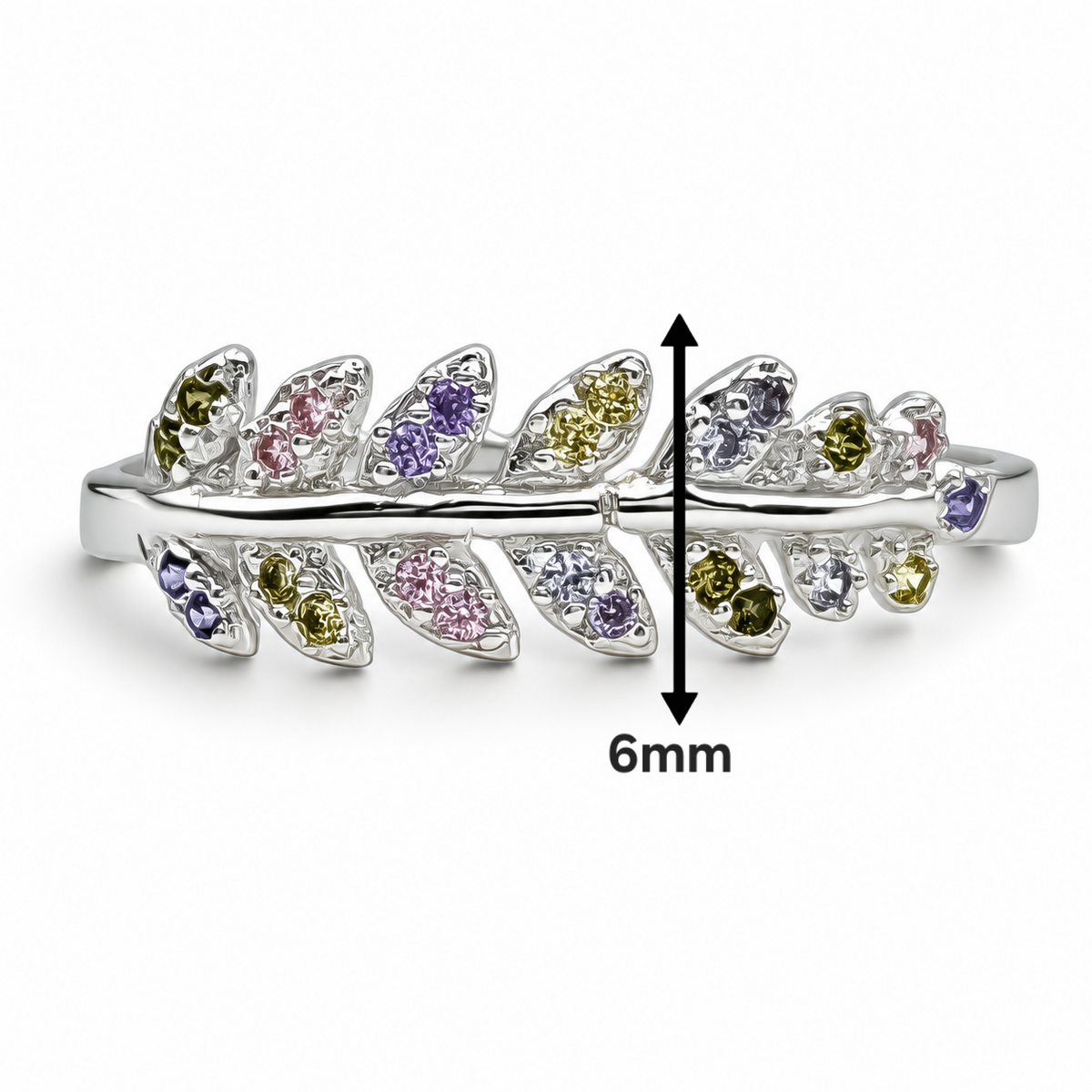 Anillo Hojitas Multicolor Plata Ley 925