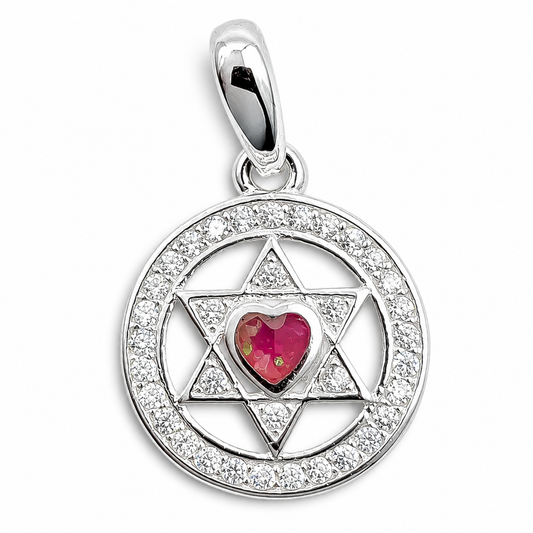 Dije Corazon Opalo Rosa Zirconia Plata Ley 925