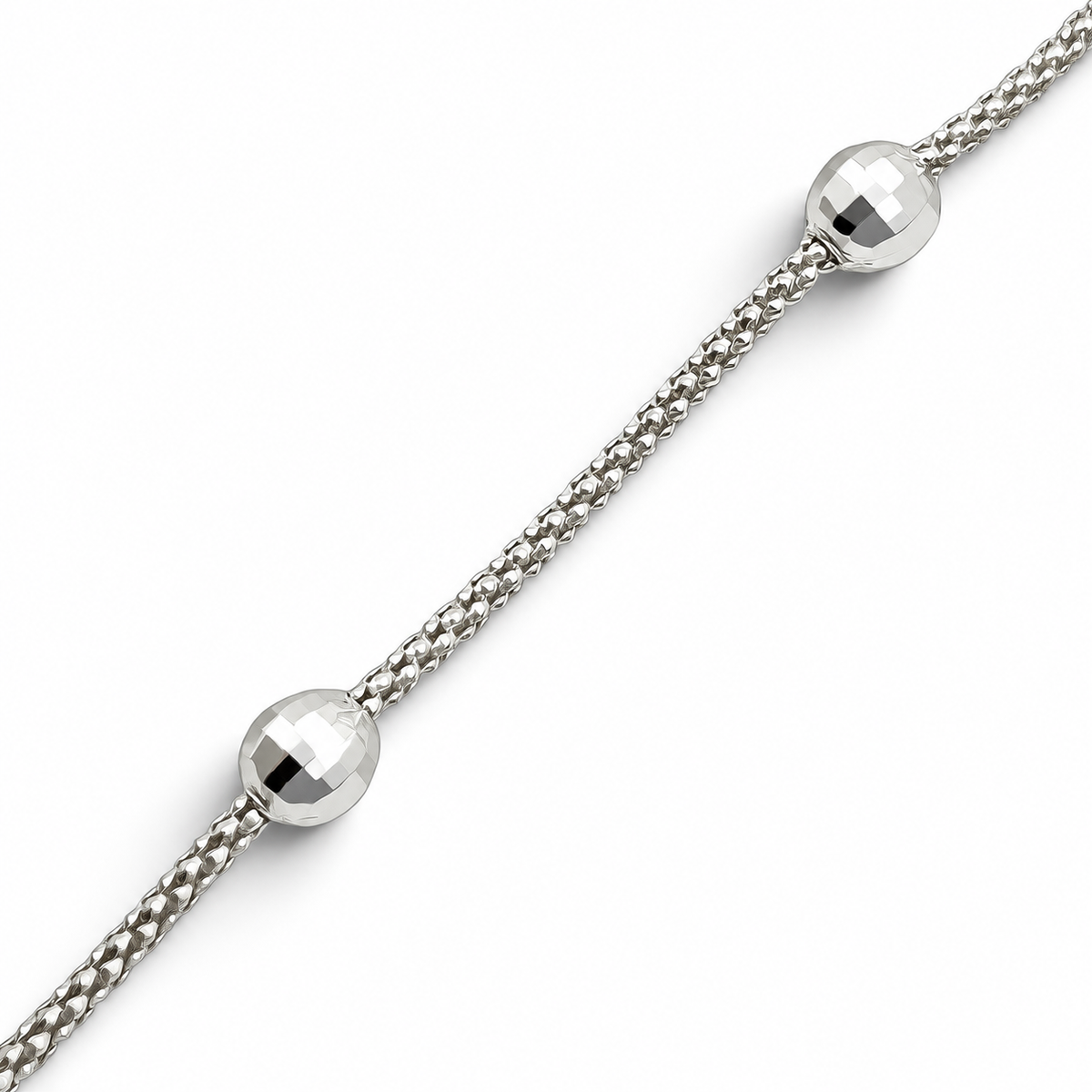 Pulsera Bola Facetada Plata Ley 925