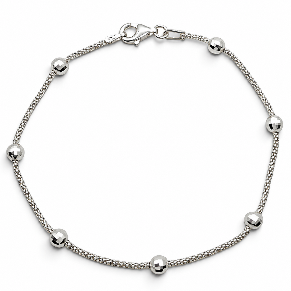Pulsera Bola Facetada Plata Ley 925