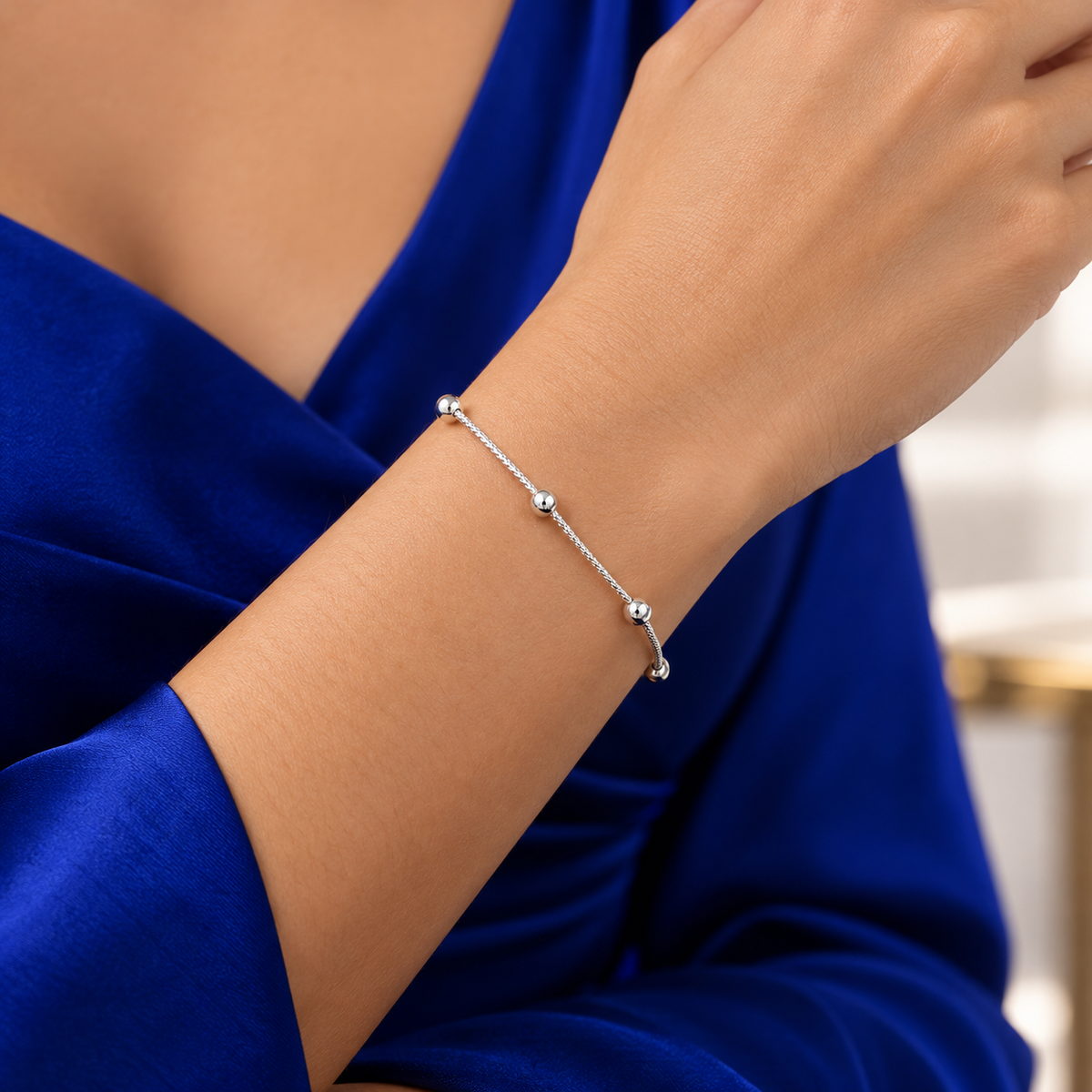 Pulsera Bola Facetada Plata Ley 925