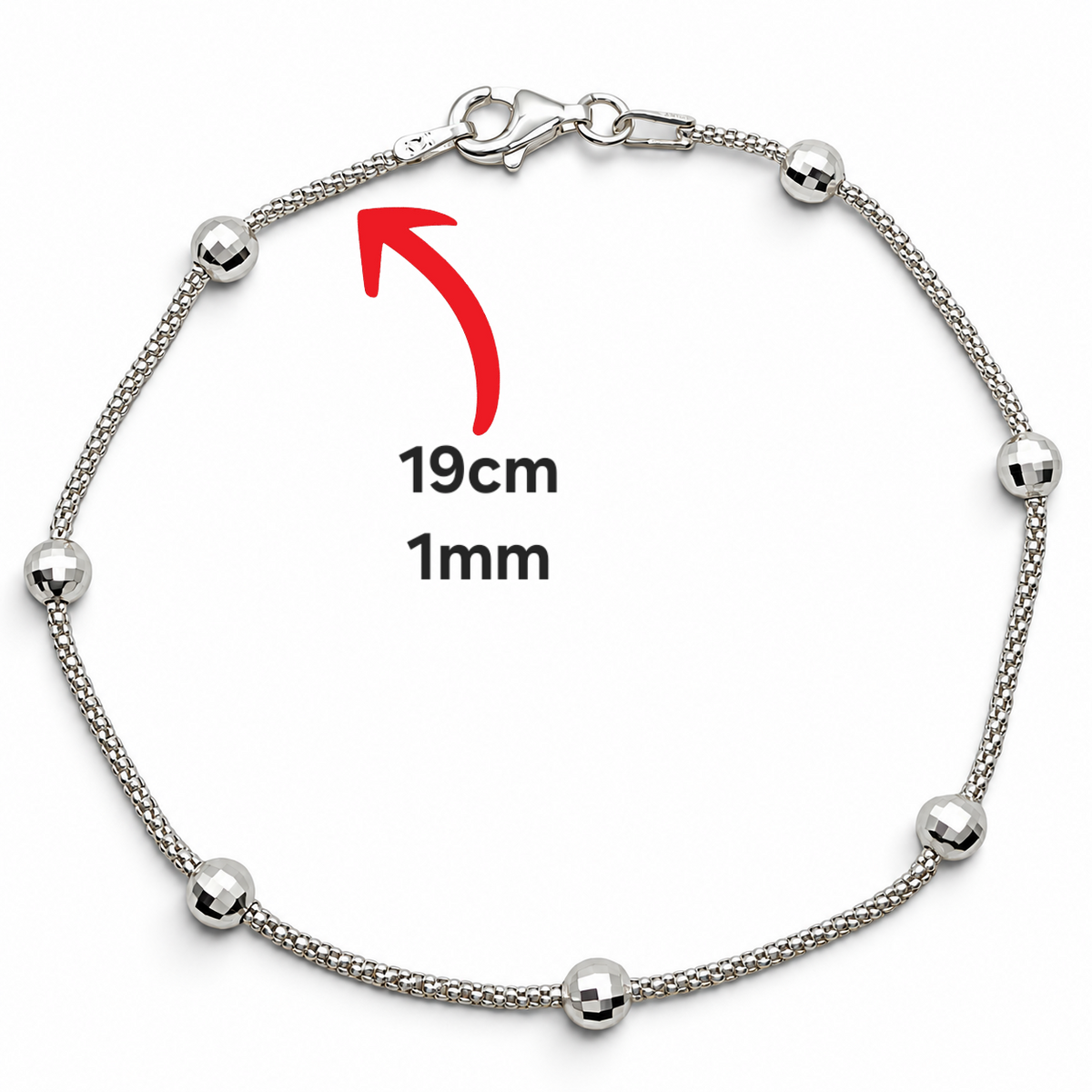 Pulsera Bola Facetada Plata Ley 925