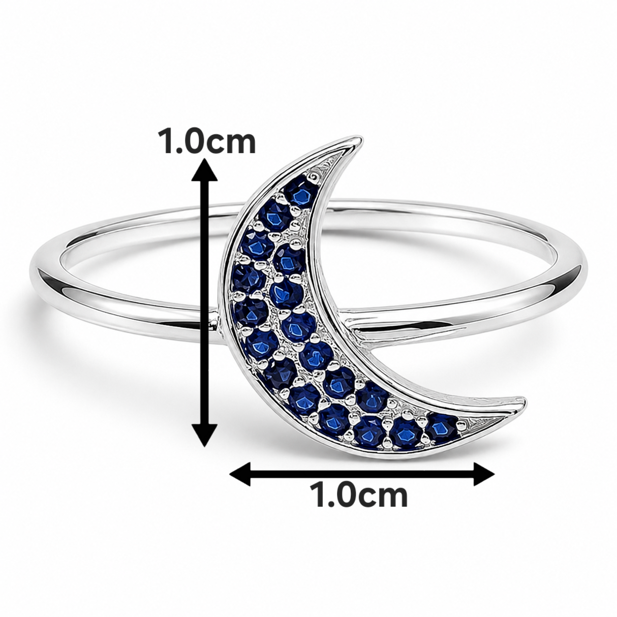 Anillo Luna Zirconia Azul Plata Ley 925