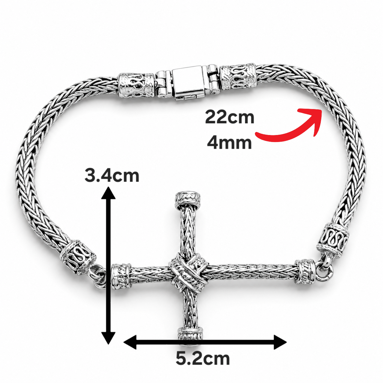 Pulso Tejido Bali Cruz 4mm
