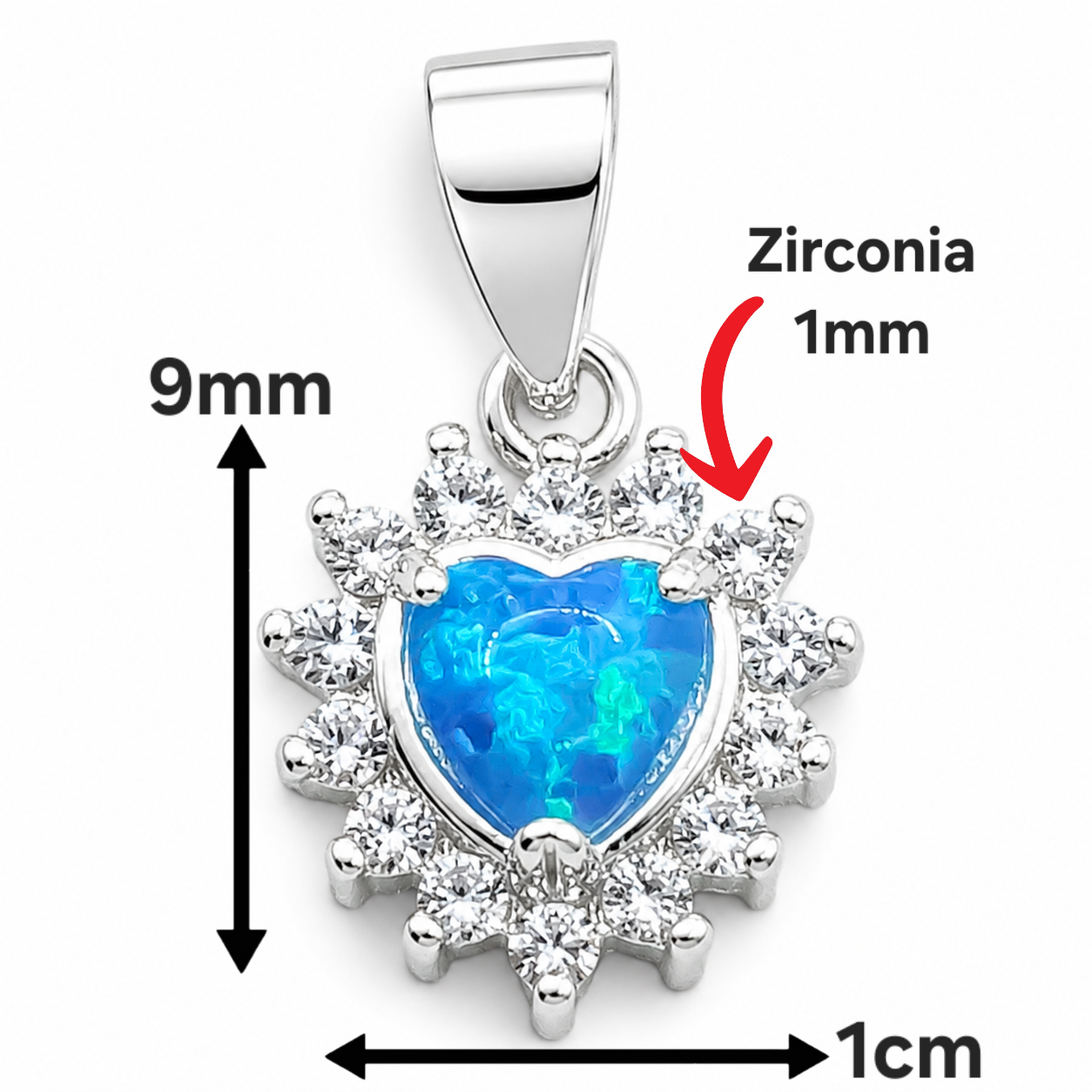Dije Corazon Azul Plata Ley 925