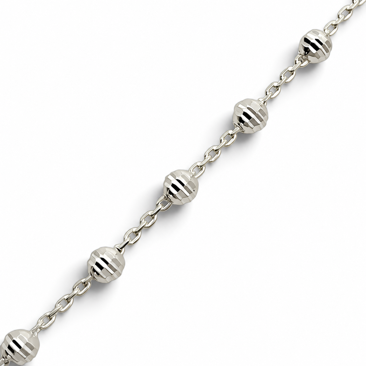 Cadena Bola Facetada 1mm Plata Ley 925