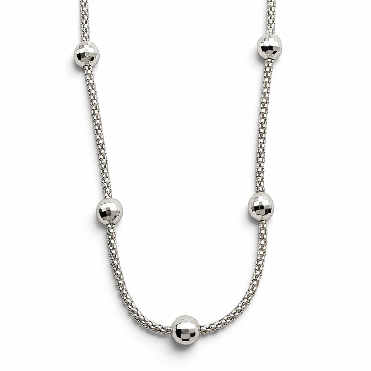 Cadena Bola Facetada 1mm Plata Ley 925