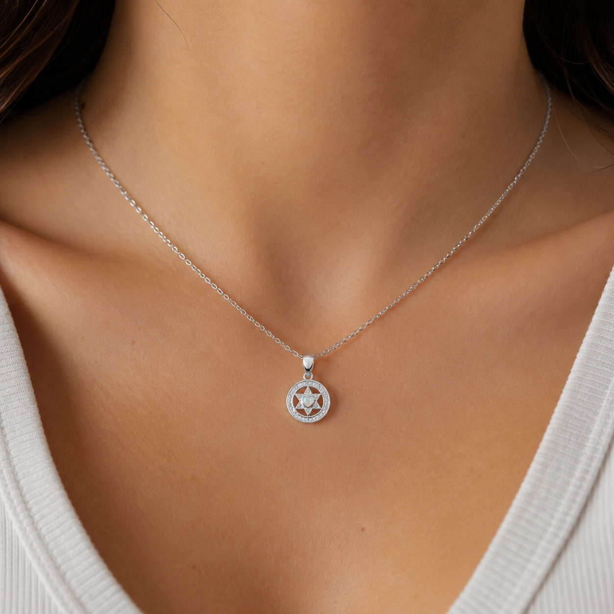 Dije Zirconia Estrella Opalo Plata Ley 925