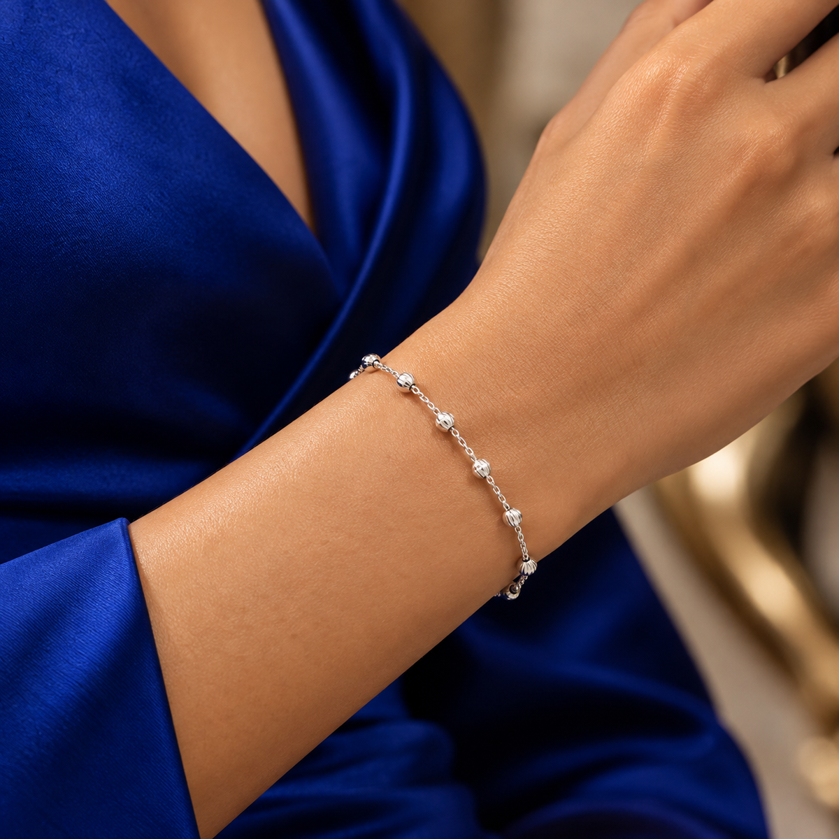 Pulsera Bola Diamantada Plata Ley 925