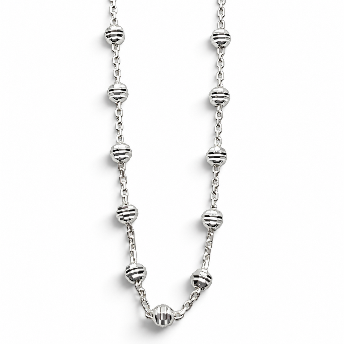 Cadena Bola Diamantada 1mm Plata Ley 925