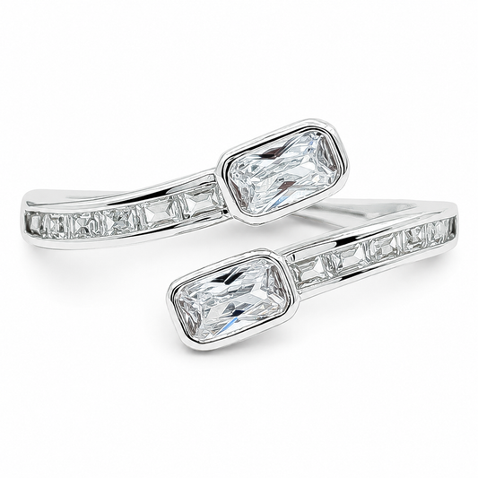 Anillo Ajustable Zirconia Plata Ley 925