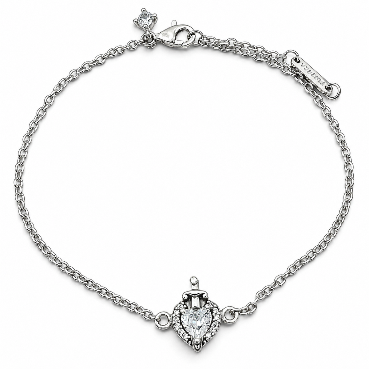 Pulsera Corazon Blanco Espada Pan Plata Ley 925