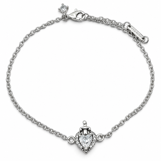 Pulsera Corazon Blanco Espada Pan Plata Ley 925