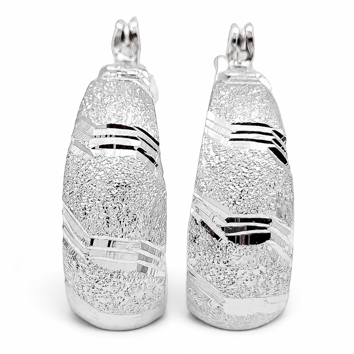 Arracada Lineas Diamantada Plata Ley 925