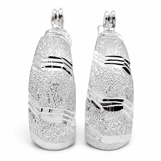 Arracada Lineas Diamantada Plata Ley 925
