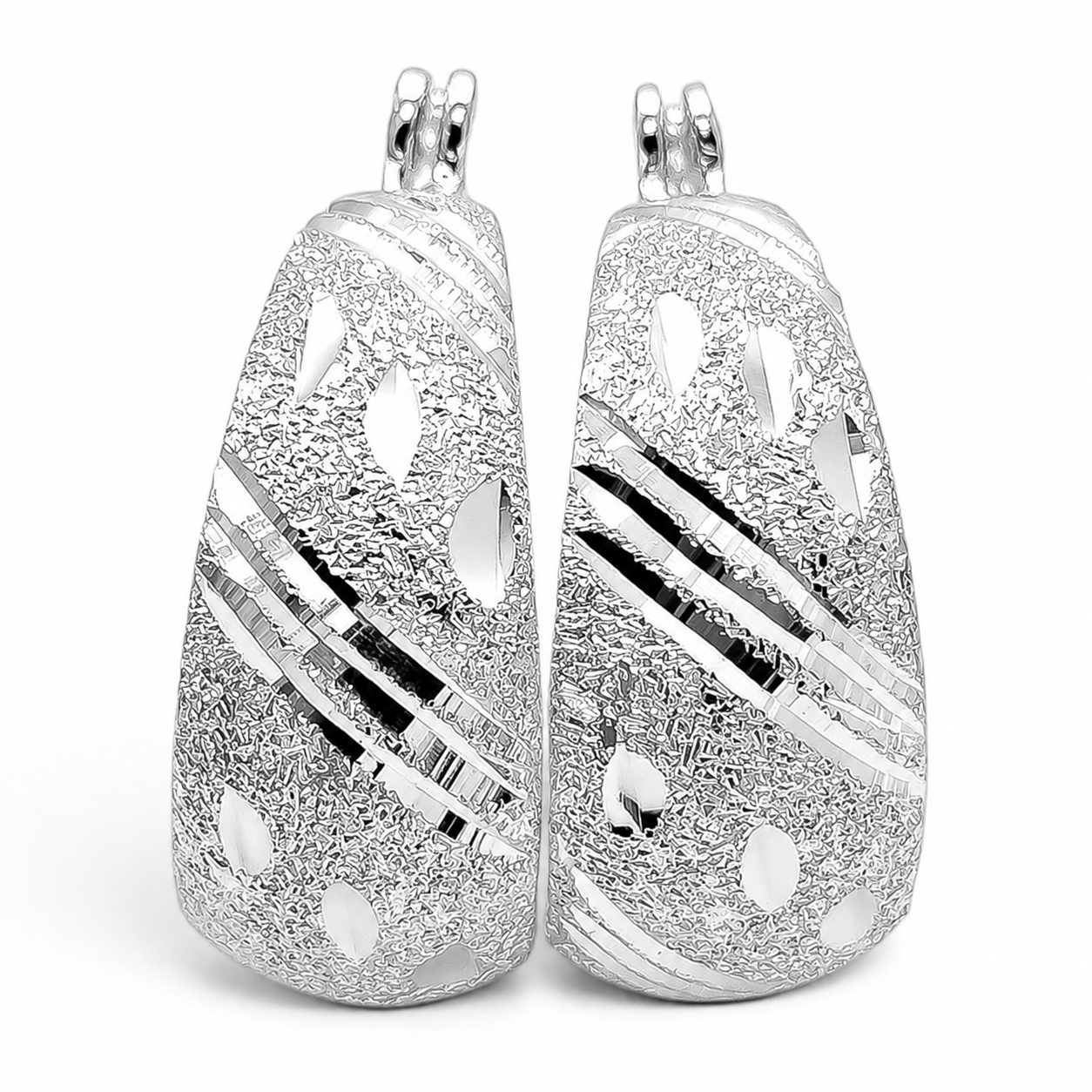 Arracada Diamantada Lineas Plata Ley 925