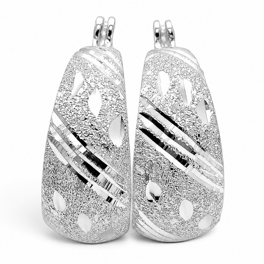Arracada Diamantada Lineas Plata Ley 925