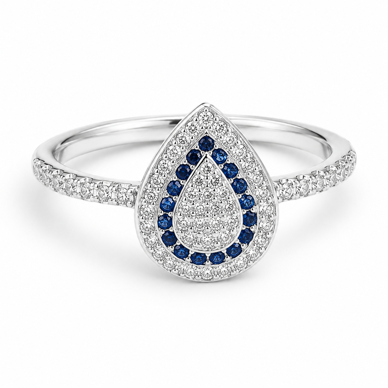 Anillo Gota Zirconia Azul.