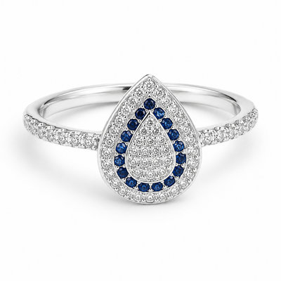 Anillo Gota Zirconia Azul.