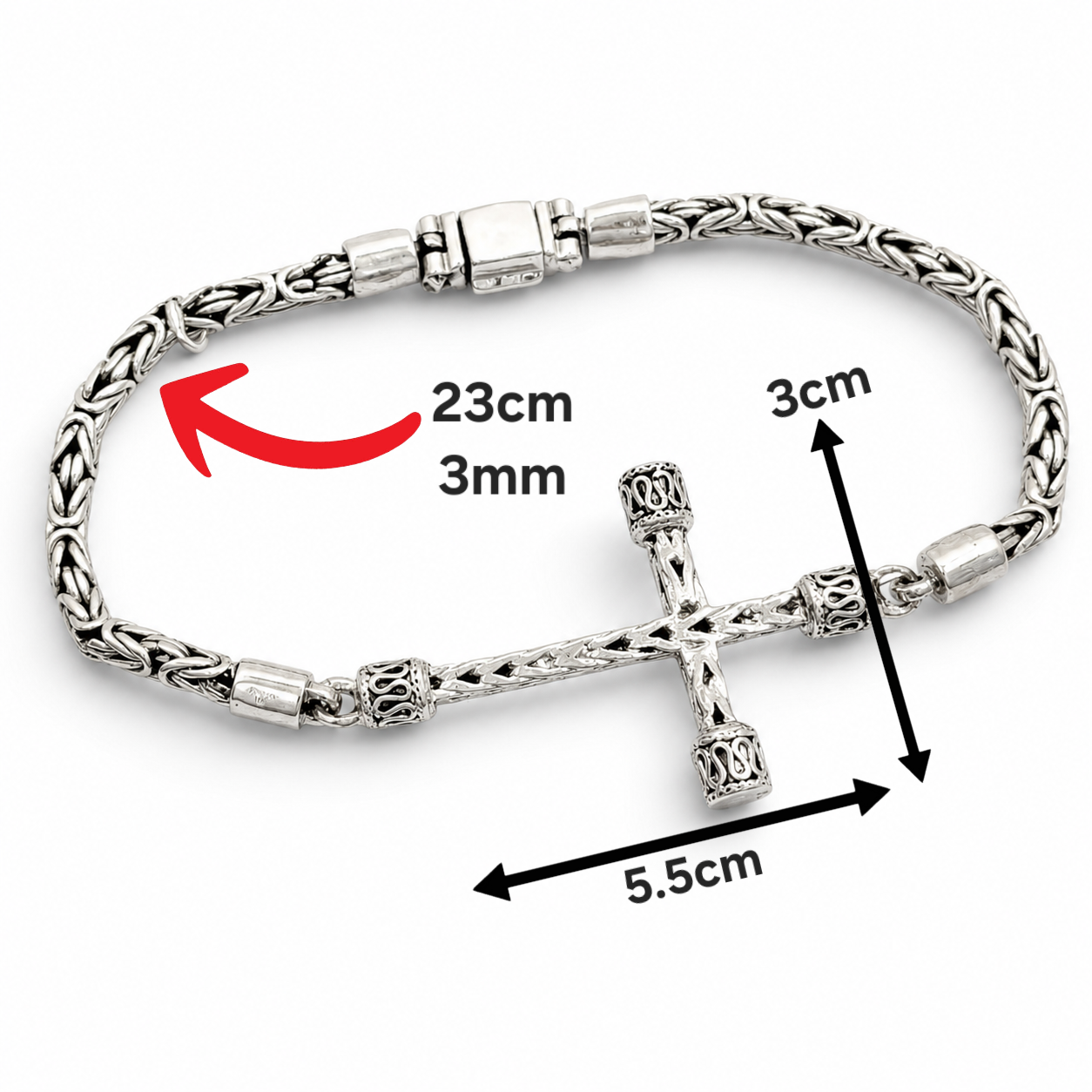 Pulso Tejido Bali Cruz 3mm