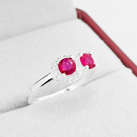 Anillo 2 Zirconias Rojo