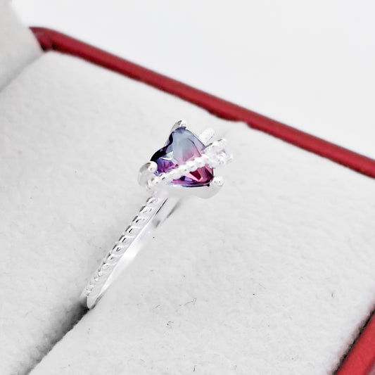Anillo Corazon Saturno Morado
