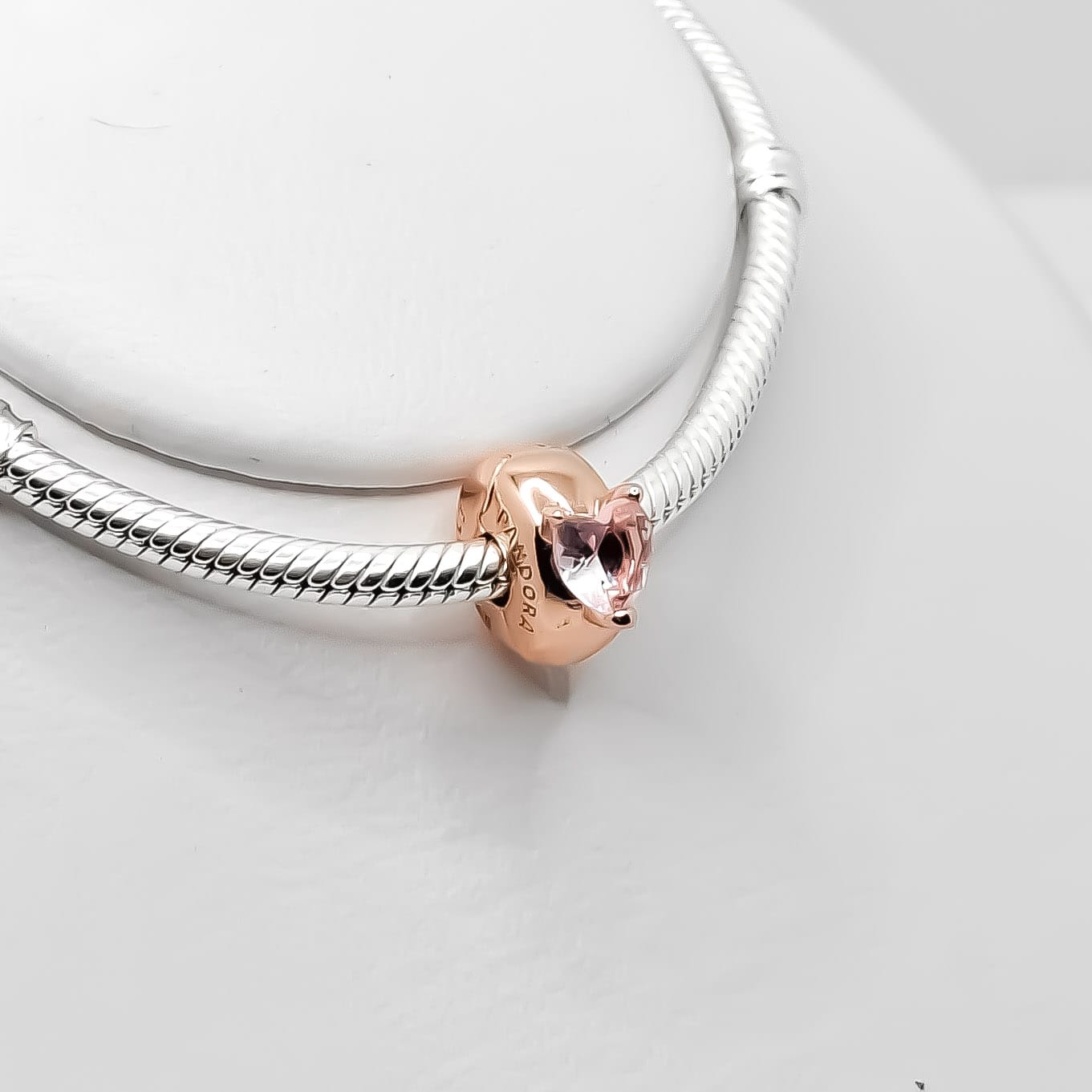 Charm Corazon Plata Rosa Seguro