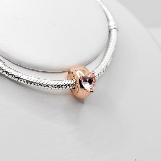 Charm Corazon Plata Rosa Seguro