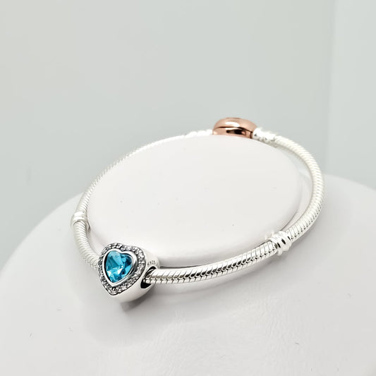 Charm Corazon Azul Zirconia