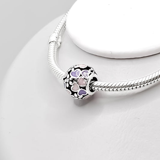 Charm Bola Corazones Morados