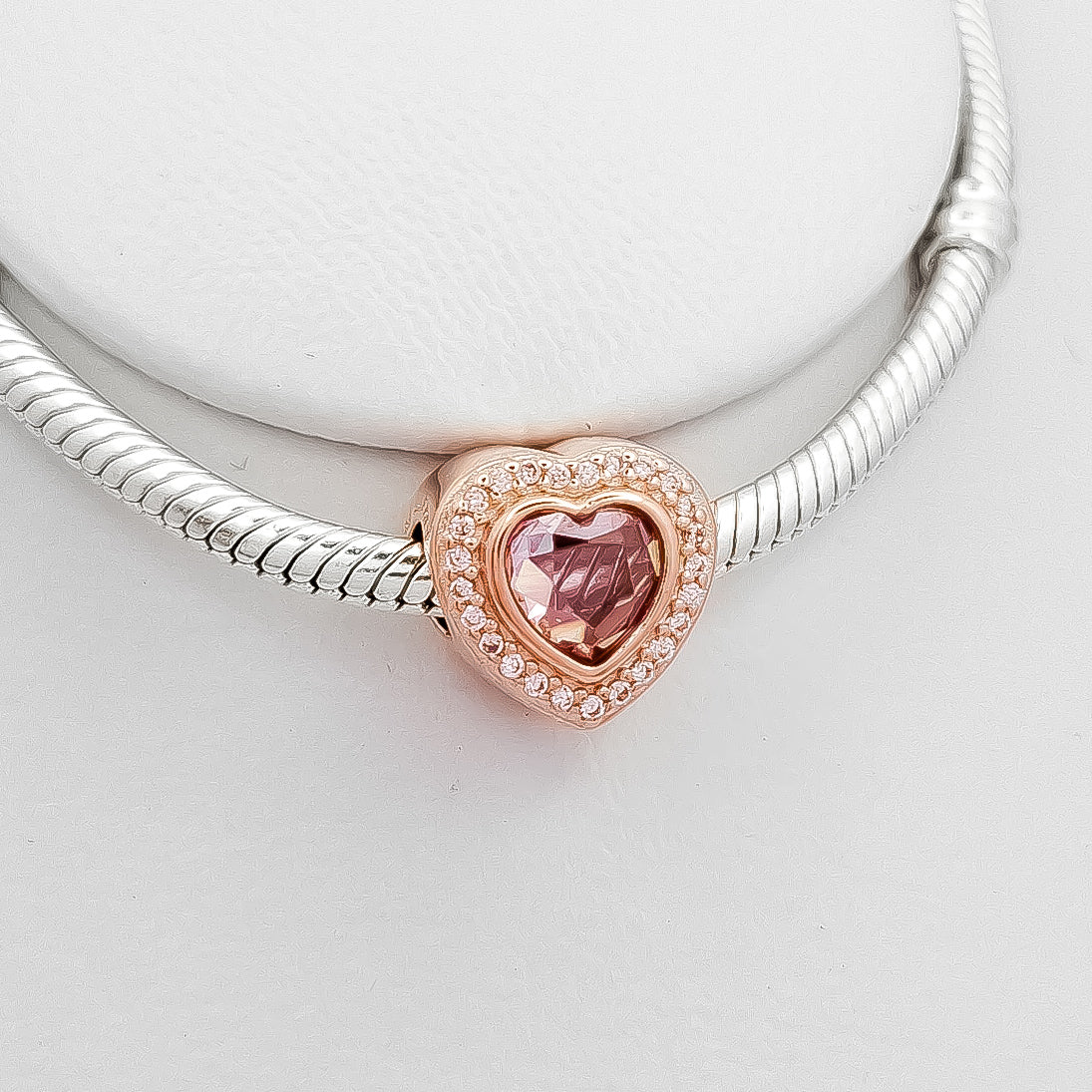 Charm Corazon Plata Rosa
